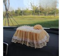 MINGZAIQIPEI Car Cute Yellow Lace Style Auto Interior Accessories Four Seasons Universal Fit Most Car SUV (Tissue Box Cover)