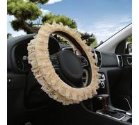MINGZAIQIPEI Car Cute Yellow Lace Style Auto Interior Accessories Four Seasons Universal Fit Most Car SUV (Steering Wheel Cover)