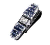 MINGZAIQIPEI Car Visor Glasses Clip - Rhinestone-Embellished Sunshade Board, Versatile Eyewear and Card Holder for Vehicles (Dark Blue)