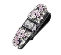 MINGZAIQIPEI Car Visor Glasses Clip - Rhinestone-Embellished Sunshade Board, Versatile Eyewear and Card Holder for Vehicles (Light Purple)