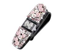 MINGZAIQIPEI Car Visor Glasses Clip - Rhinestone-Embellished Sunshade Board, Versatile Eyewear and Card Holder for Vehicles (Pink)