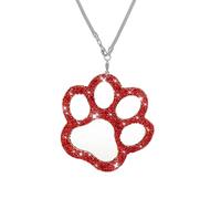MINGZAIQIPEI Cute Bear Paw Bling Rhinestone Hanging Charm, Sparkling Crystal Rear View Mirror Pendant, Auto Interior Decor Accessories for Women Girls (Red)