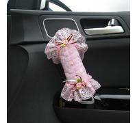 MINGZAIQIPEI Universal 2PCS Cute Silk Lace Style Car Inside Door Handle Cover, Anti-Scratch Vehicle Inner Front Rear Door Pull Handle Protector, Auto Interior Grip Gloves Decor Accessories (Pink)