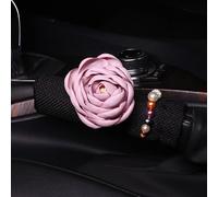 MINGZAIQIPEI Universal Cute Camellia Flower Car Accessories for Women Interior Cute Set Hippie Hand-Stitched Handbrake Cover (Purple)