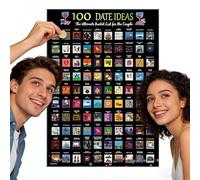 MINGZE 100 Couple Scratch Off Poster, Interactive Wall Art with Gold Scratch-Off Coating, Wall Poster Gift Valentines Day Gifts, Creative Date Ideas for Couples Challenge Life Compass