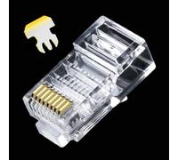 MINGZE 100 Pieces RJ45 CAT5 CAT5E CAT6 Network Cable LAN Crimp Connector Plugs 8P8C UTP Gold Plated Ethernet Crystal Head