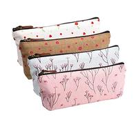 Mingze 4 Pen Holder, Leather Pen Box, Stationery Bag, Flowers, Retro