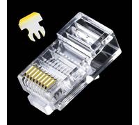 MINGZE 50 Pieces RJ45 CAT5 CAT5E CAT6 Network Cable LAN Crimp Connector Plugs 8P8C UTP Gold Plated Ethernet Crystal Head
