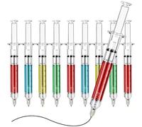 MINGZE Fake Needle Syringe Ballpoint Pens, Writes in Blue or Black Ink, School Supplies, Prizes and Giveaway for Boys and Girls (10pcs)…
