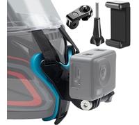 MINGZE Motorcycle Helmet Chin Strap Mount Holder, Helmet Camera Mount with Extension Arms for Most Action Cameras, Motocross Accessories for GoPro Hero Models Sports Action Camera