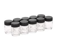 mingzhe 10PCS Airbrush Glass PP Bottles 3/4oz 22cc Air Brush Jars with Plastic Lids Compatible with Master Paasche Airbrushes for Painting Tools Home Improvement
