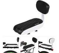Mingzhe Back Seat Bike Rear Cushion Comfortable Wide Padded Seat with Backrest for Kids Children PU Leather Soft Cushion Rear Rack Easy to Install (Black & White)