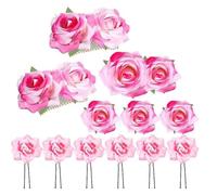 MINGZHE Flower Hair Decorations Clips, Hair Barrettes, Flower Hair Clips, Girl Bridesmaid Wrist Corsage, Bridal Silk Wrist Flower for Wedding Prom Hand Flowers Decor(Pink)