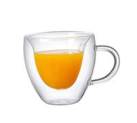 MINGZHE Heart Shaped Double Layer Glass Love Cup Juice Cup,Heart Mug Double Walled Glass Coffee Mugs Unique Mugs for Coffee,Latte,Milk(80ml)