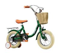 mingzhe Kids Bikes Beginner Training Bike with Training Wheels Front Rear Brake Removable Basket Durable High Carbon Steel Frame Safe Comfortable Ride for Toddlers Children Learning to (Green)