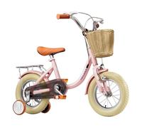 mingzhe Kids Bikes Beginner Training Bike with Training Wheels Front Rear Brake Removable Basket Durable High Carbon Steel Frame Safe Comfortable Ride for Toddlers Children Learning to (Pink)
