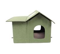 Mingzhe Outdoor Cat House, Foldable Rainproof Large Space Cat Cave All Seasons Universal Enclosed Cat Tent Insulated Cat Shelter for Stray Cat (Green)