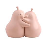 MINGZHE Pear Bookends Vanilla White Ceramic Creative Bookends Cute Book Ends Decorative for Shelves Book Holder Stopper for Shelf Desk Office Home Decoration (Matte pink)