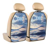 MINGzi CloudWaveReflection Back Seat Cover For Kids + 3 Pocket Storage Organizer, 2 Pack Backseat Protector, Car Protectors Vehicles To Protect From Dirt, Mud & Scratches