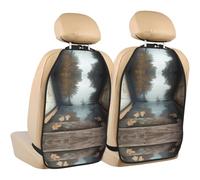 MINGzi The reflection of water on the floor Back Seat Cover For Kids + 3 Pocket Storage Organizer, 2 Pack Backseat Protector, Car Protectors Vehicles To Protect From Dirt, Mud & Scratches