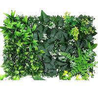 MINHADISI Artificial Plant Wall Panel, 40 x 60 cm, Green Synthetic Plant Wall Decoration, Indoor Outdoor, Realistic Tropical Foliage for Garden, Balcony, Living Room, Party, Maintenance Free (A25)