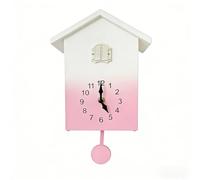 MINHADISI Cuckoo Wall Clock, Silent Wall Clock with Bird Sound Effect, Modern Decorative Clock for Living Room, Bedroom and Kitchen (Pink)