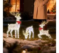 Minhaxue Lighted Christmas Decoration Deer, 3 Pieces Light up Christmas Decor Reindeer Family Set, LED Twinkling Reindeer for Home and Garden Holiday Lawn Garden Pathway Nighttime
