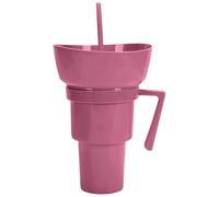 Minhaxue Snack and Drink Cup 2 in 1 Cup Bowl Combo with Straw, 900ml Leakproof Stadium Tumbler Popcorn Cups for Travel Movie Night, Cinema, Home