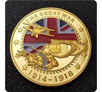MINHBDER Commemorative Coins 1914-1918 World War I Gold Plated Coin The Great War 100Th Anniversary Ww1 Challenge Coins