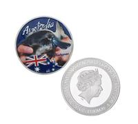 MINHBDER Commemorative Coins Australian Kangaroo Silver Plated Coin The Elizabeth Ii Design Round Metal Coins Collection Gift