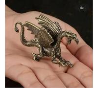MINHBDER Commemorative Coins European Style Brass Dragon Desk Decoration Mighty Mythological Creatures Metal Figures Decoration