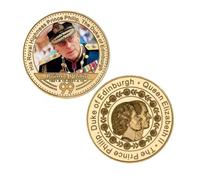 MINHBDER Commemorative Coins Her Majesty Queen Elizabeth Ii Gold Plated Coins Prince Philip Collectible Challenge Coin Souvenir Gift