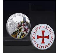 MINHBDER Commemorative Coins Knight Templar Antique Silver/Gold Plated The Crusader Souvenir Coin Collection Gifts