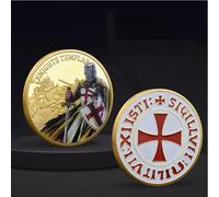 MINHBDER Commemorative Coins Knight Templar Antique Silver/Gold Plated The Crusader Souvenir Coin Collection Gifts
