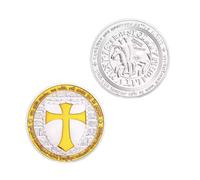 MINHBDER Commemorative Coins Knight Templar Badge Silver Plated Souvenir Coins Collectible Gift