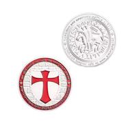 MINHBDER Commemorative Coins Knight Templar Badge Silver Plated Souvenir Coins Collectible Gift
