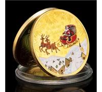 MINHBDER Commemorative Coins Merry Christmas And Happy New Year Santa Claus Wishing Coins Gold Plated Souvenir Coin Collection Gifts