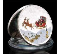 MINHBDER Commemorative Coins Merry Christmas And Happy New Year Santa Claus Wishing Coins Silver Plated Souvenir Coin Collection Gifts