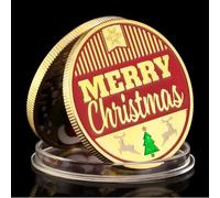 MINHBDER Commemorative Coins Merry Christmas Decorations Gold Plated Xmas Tree Santa Claus Wishing Coins Souvenir Coin Collection Gifts
