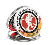MINHBDER Commemorative Coins Put On The Armor Of God Silver Plated Souvenir Coin Pray Always Military Challenge Coins Collection Gifts