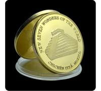 MINHBDER Commemorative Coins Seven Wonders Of The World Gold Plated Egyptian Pyramids The Great Wall Famous Building Coins
