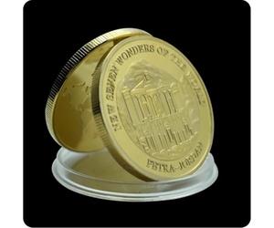 MINHBDER Commemorative Coins Seven Wonders Of The World Gold Plated Egyptian Pyramids The Great Wall Famous Building Coins