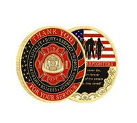 MINHBDER Commemorative Coins Thank You For Your Service Gold Plated Prayer God Bless Firefighters Fireman For Courage Souvenir Coins