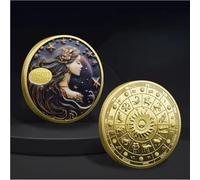 MINHBDER Commemorative Coins Twelve Constellation, Metal Color Commemorative Medals Constellation Souvenir Coin Collection Gifts
