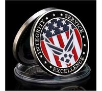 MINHBDER Commemorative Coins Us Air Force Souvenir Integrity Excellence Service Military Coin Challenge Coin Silver Plated Collection Gifts