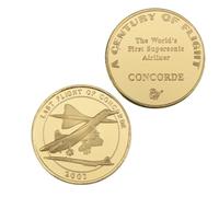MINHBDER Commemorative Coins Usa Last Flight Of Concorde Gold Plated Challenge Coin The World'S First Supersonic Airliner Souvenir Gift