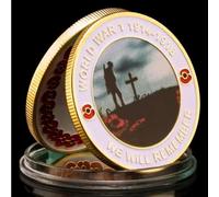 MINHBDER Commemorative Coins We Will Remember The World War I 1914-1918 Souvenir Coin Gold Plated Collectible Coins Home Decor