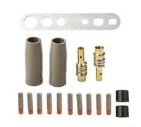 Minhe 17-Piece Welding Nozzle Set | Non-Stick Coated Gas Cup with 1.2mm Tips for 15AK | Copper Electrode Holder Kit for MIG Torch Slag Removal