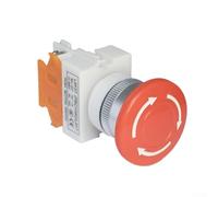 Minhe 22mm Safety Stop Push Button Switch Mushroom Head Red with Latching Function for Industrial Emergency-Use, Compatible with LA37 Y090 LAY7 Models, 50-440V Screw Terminal, ABS Material(A)