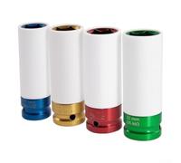 Minhe 4-Piece 1/2 Inch Drive Color Coded Deep Wheel Socket Set | Cr-Mo for impact Sockets for Automotive Tire Repair, Metric Thin Wall Lug Nut 17mm 19mm 21mm 22mm